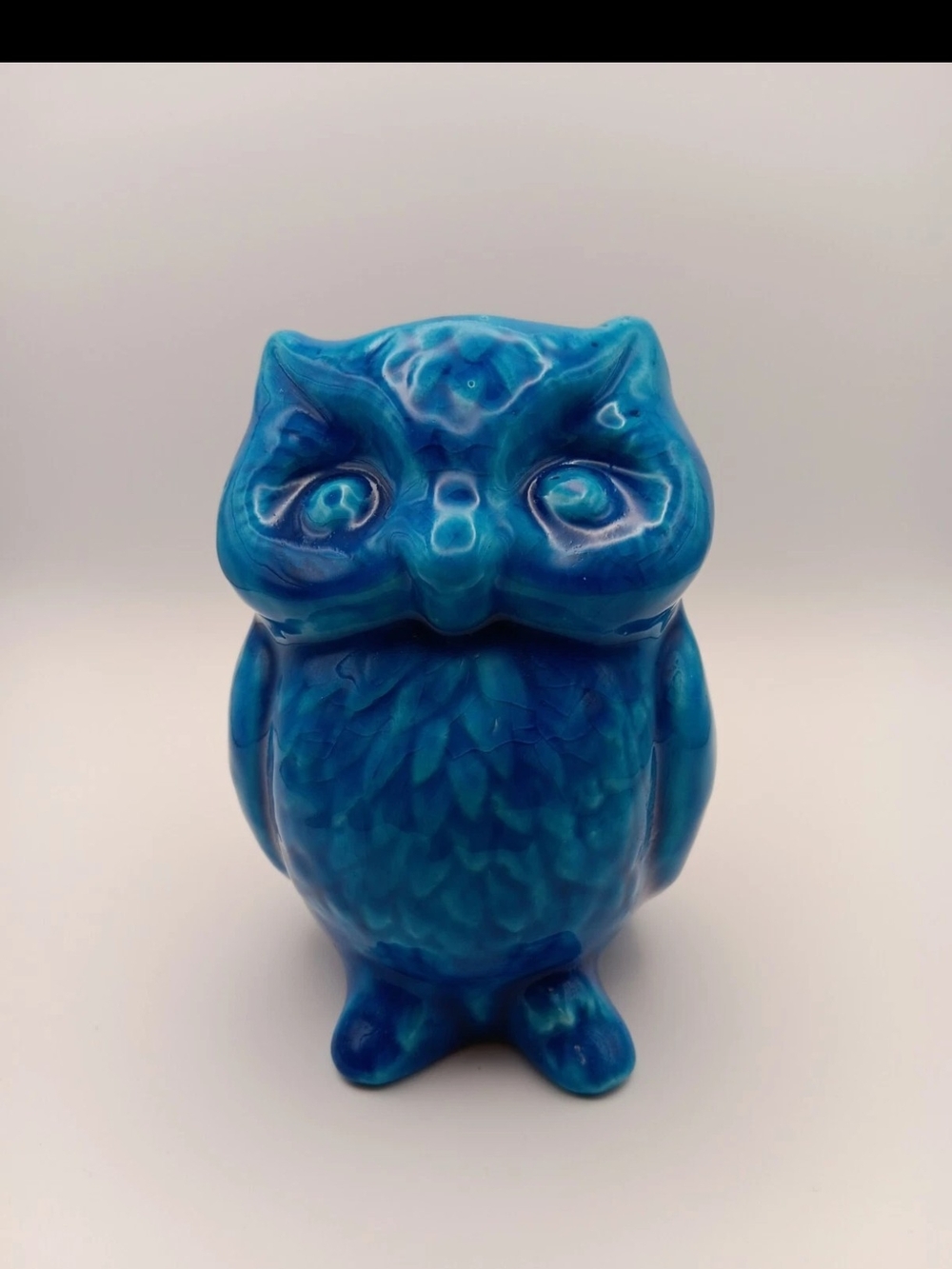 Vintage Owl Planter MCM Turquoise Blue Rare